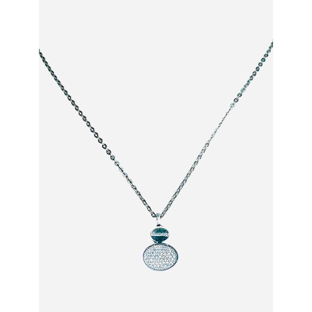 Nomination Italy Steel Necklace Double Tier Pavé CZ Disc Pendant Made in Italy